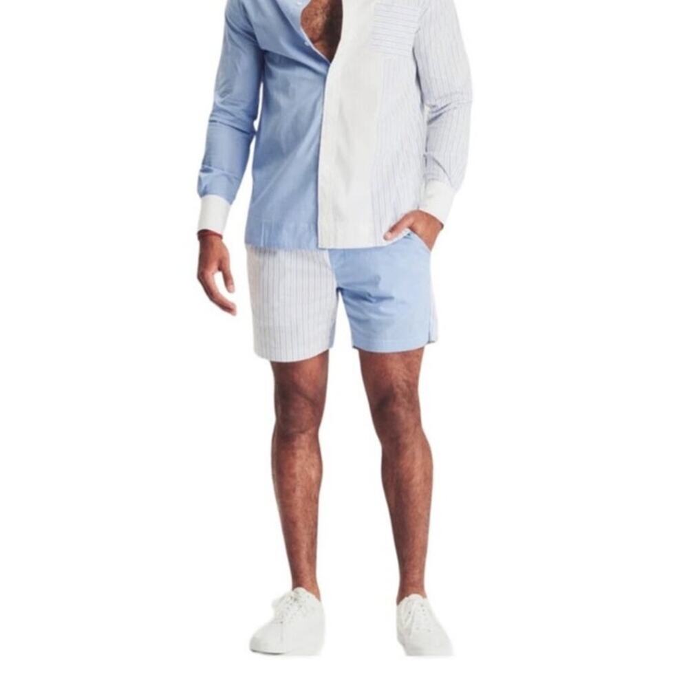 Ser.O.Ya Men's Ziggy Swim Trunk Shorts in Blue Stripe Combo Size L NWT